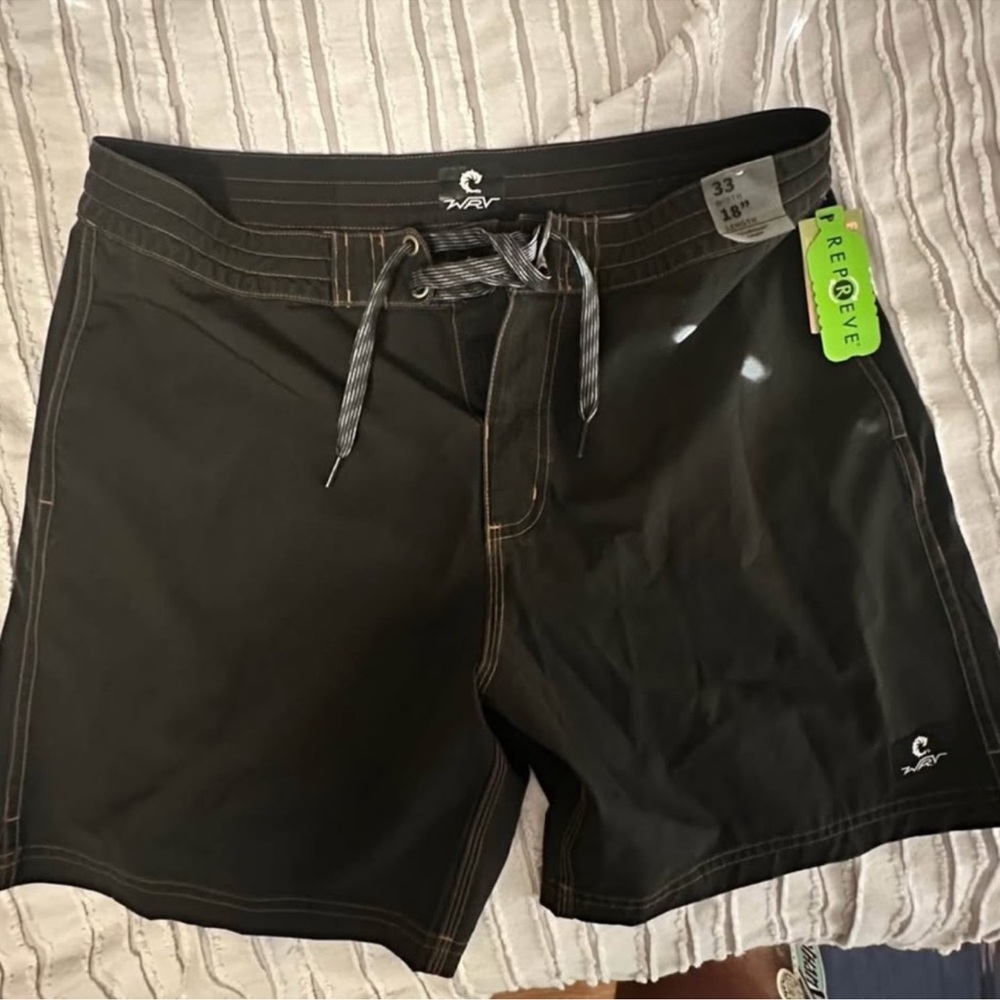 Men's Black Swim Board Shorts with Gray Drawcord